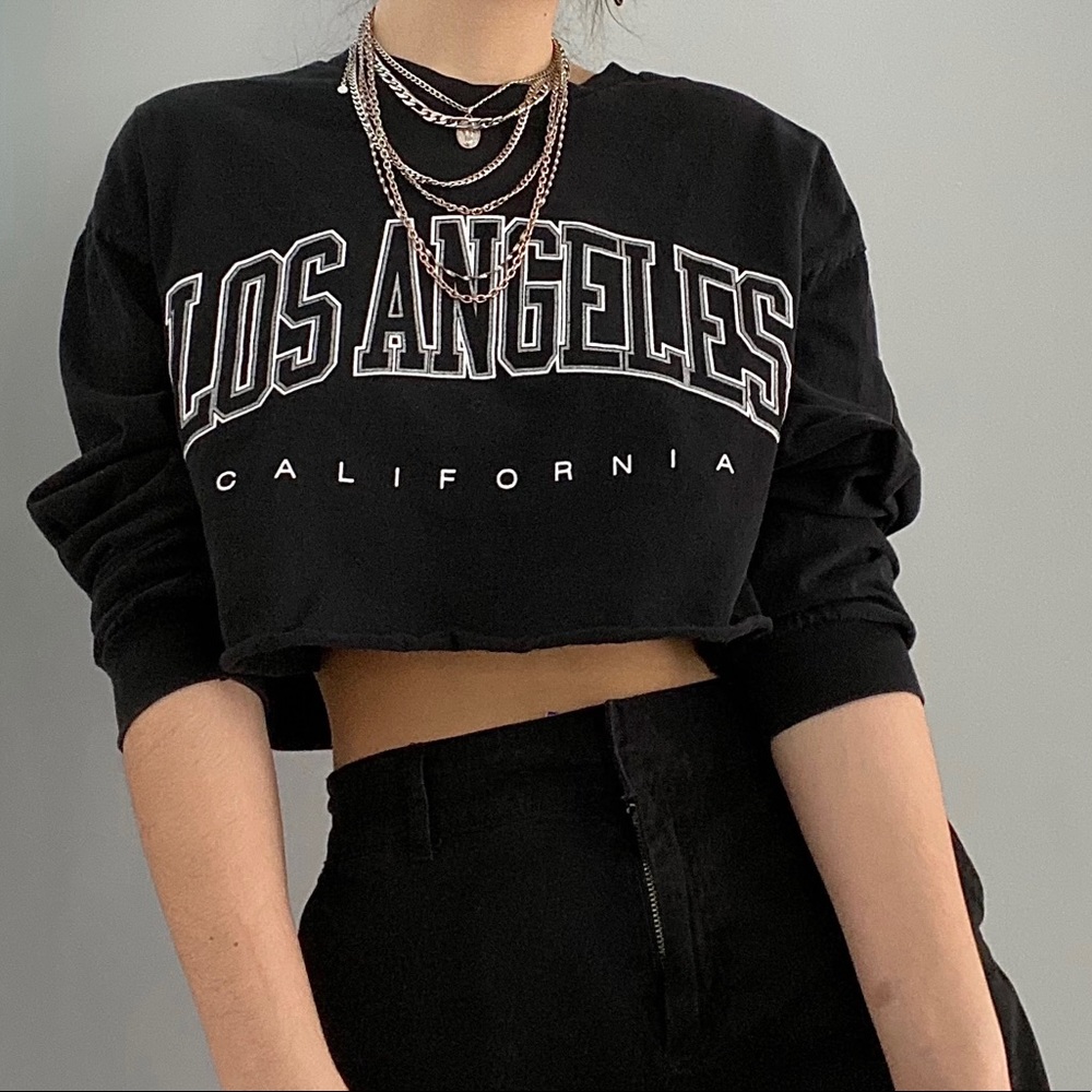 LA cropped long sleeve Tee